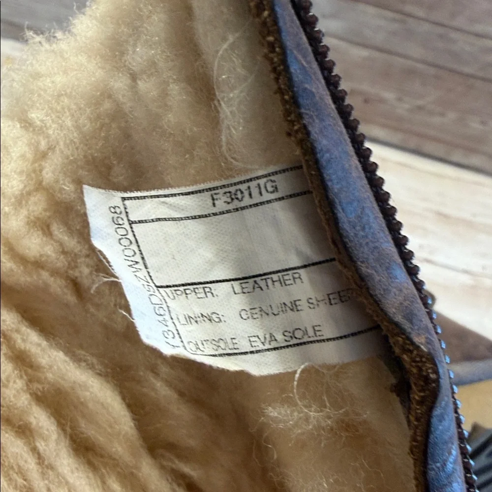 UGG Brown Leather Boots with Silver Buckle